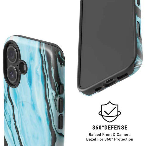 Aqua Blue Marble Ink iPhone 16 Plus Magsafe Impact Case